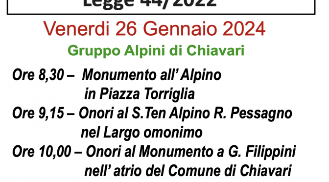 Giornata della Memoria e Sacrificio degli Alpini.